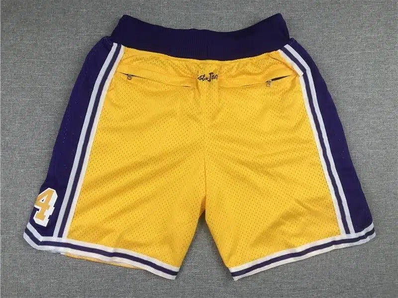 Kobe Bryant 8 24 Los Angeles Lakers Yellow Shorts - Basketball Shorts Store