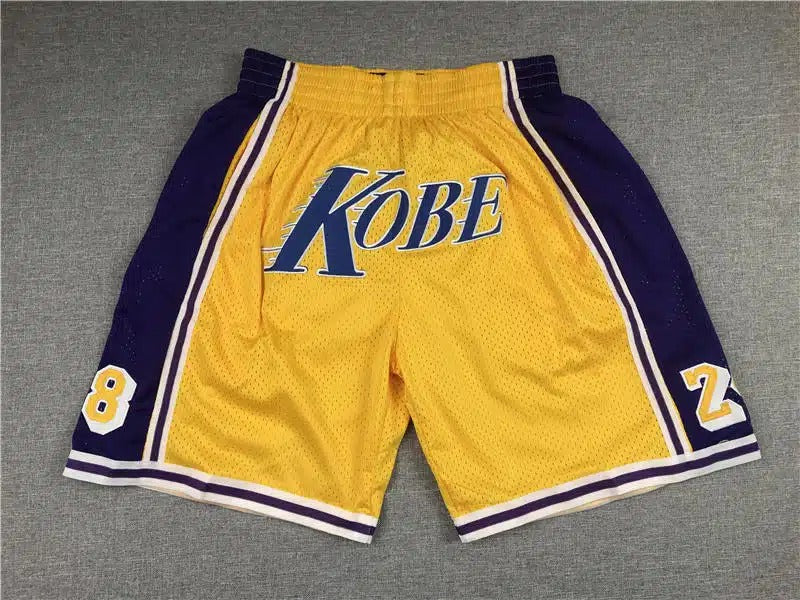Kobe Bryant 8_24 Yellow Los Angeles Lakers Shorts - Basketball Shorts Store