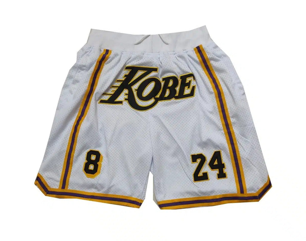 Kobe Bryant 8-24 White Los Angeles Lakers Shorts - Basketball Shorts Store