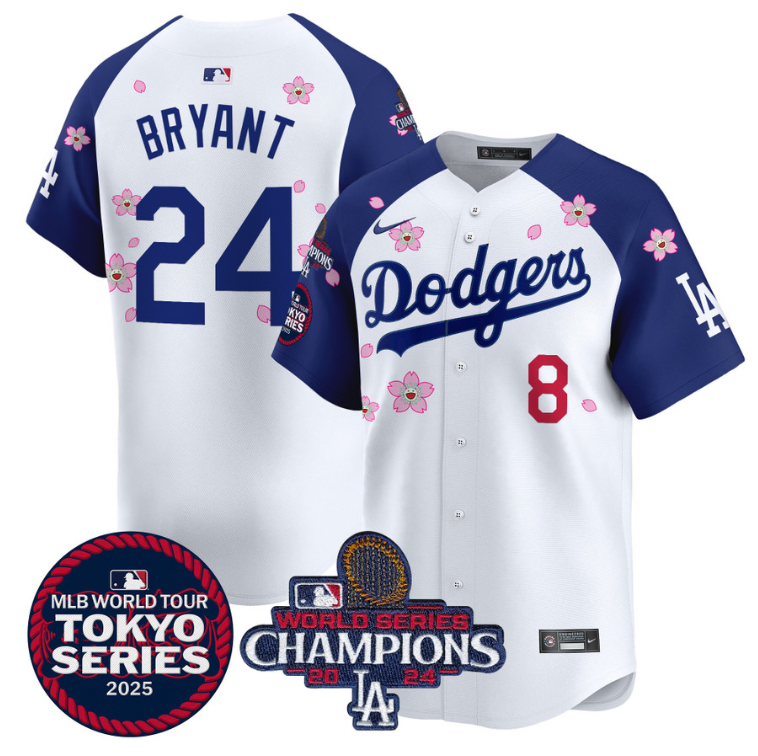 Kobe Bryant Jersey #24 Dodgers Tokyo Series 2025 World Series Champions Patch Alternate
