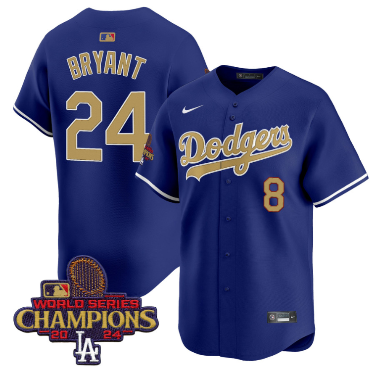 Kobe Bryant Jersey #8 Dodgers 2025 Gold Vapor Premier Stitched Royal