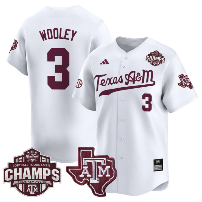 Koko Wooley Jersey #3 Texas A&M Aggies 2025 SEC Champions Patch Limited Stitched White