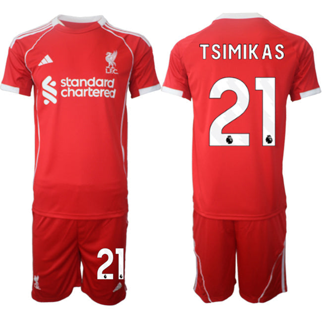 Kostas Tsimikas Jersey #21 Liverpool Red Home 2025-26 Soccer Suit