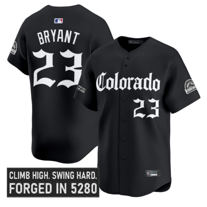 Kris Bryant Jersey #23 Colorado Rockies Gothic Mile High Shadows Edition Black