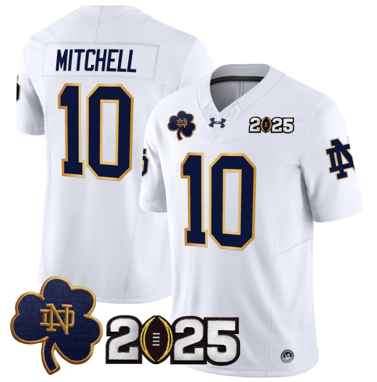 Kris Mitchell Jersey #10 Notre Dame 2025 CFP Final Patch White