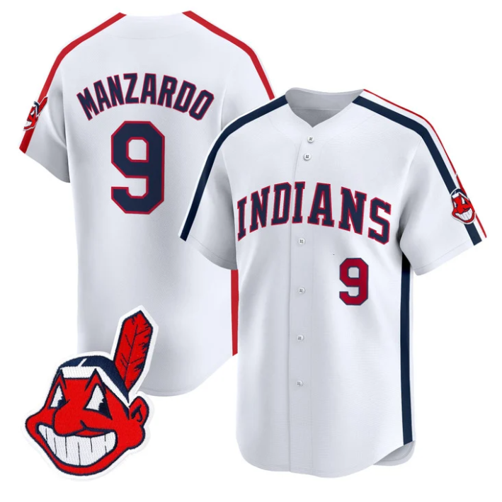 Kyle Manzardo Jersey #9 Cleveland Indians Ricky Wild Thing Vaughn Stitched White