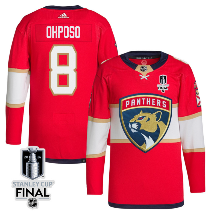 Kyle Okposo 8 Florida Panthers 2024 STANLEY CUP Final Home Breakaway Jersey Men, Red (Copy)