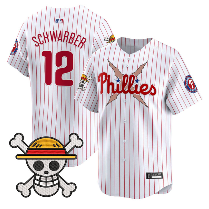 Kyle Schwarber Jersey #12 Philadelphia Phillies One Piece 2025 Stitched Stripes