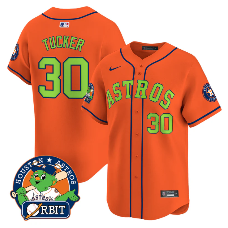 Kyle Tucker Jersey #30 Astros Orbit Patch Vapor Premier Limited V2 Stitched Orange
