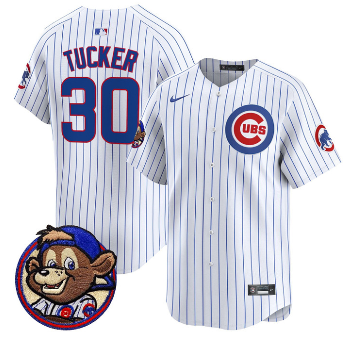 Kyle Tucker Jersey #30 Chicago Cubs Clark Patch Vapor Premier Limited Stitched Pinstripe