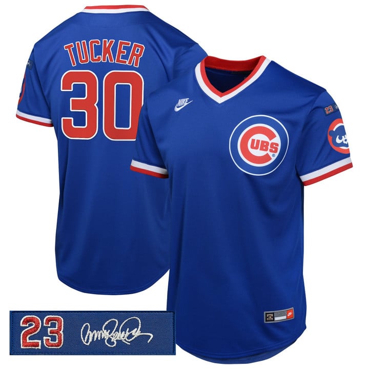 Kyle Tucker Jersey #30 Chicago Cubs Ryne Sandberg Tribute Patch Stitched Royal