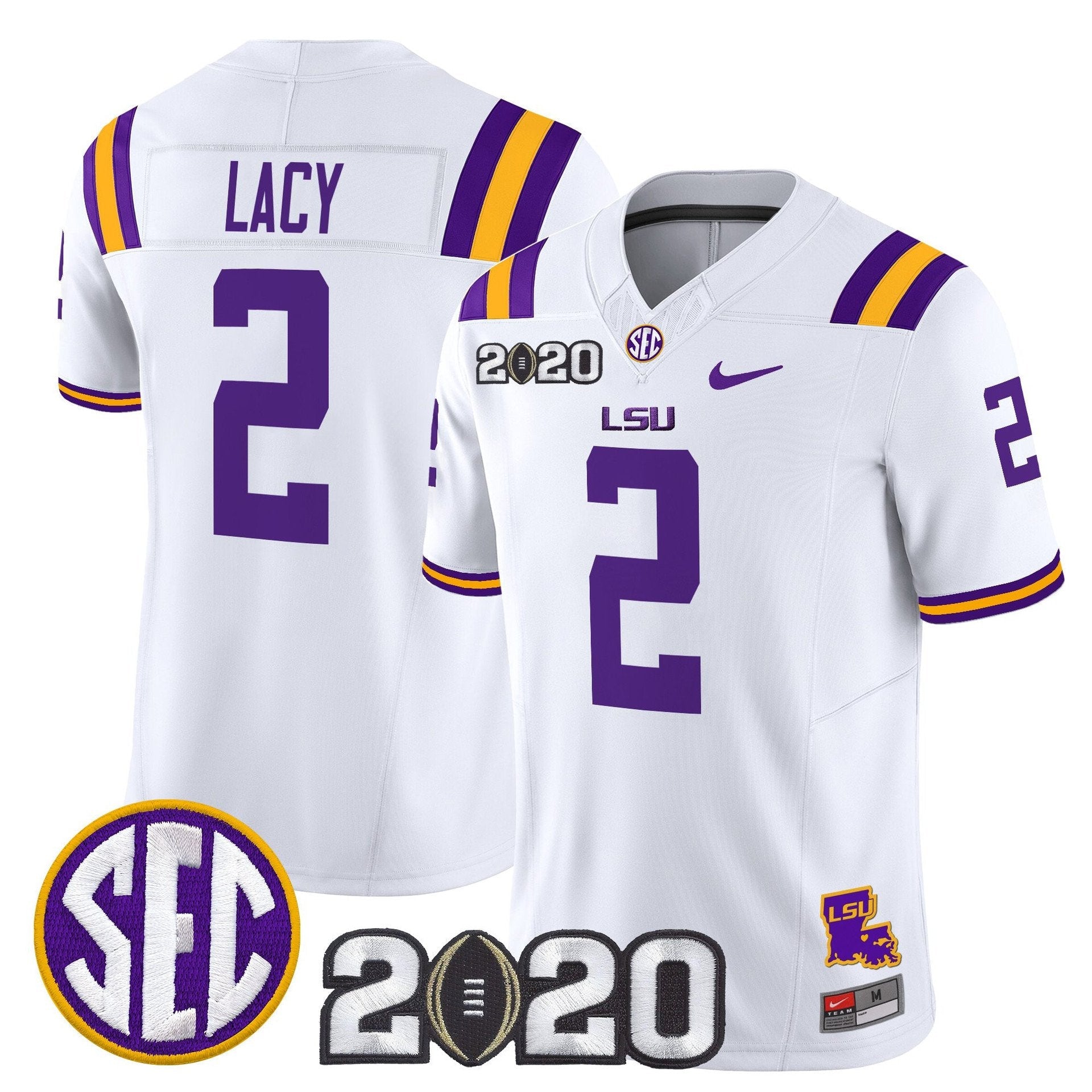 Kyren Lacy Jersey #2 LSU Tigers 2020 National Champions Stitched White