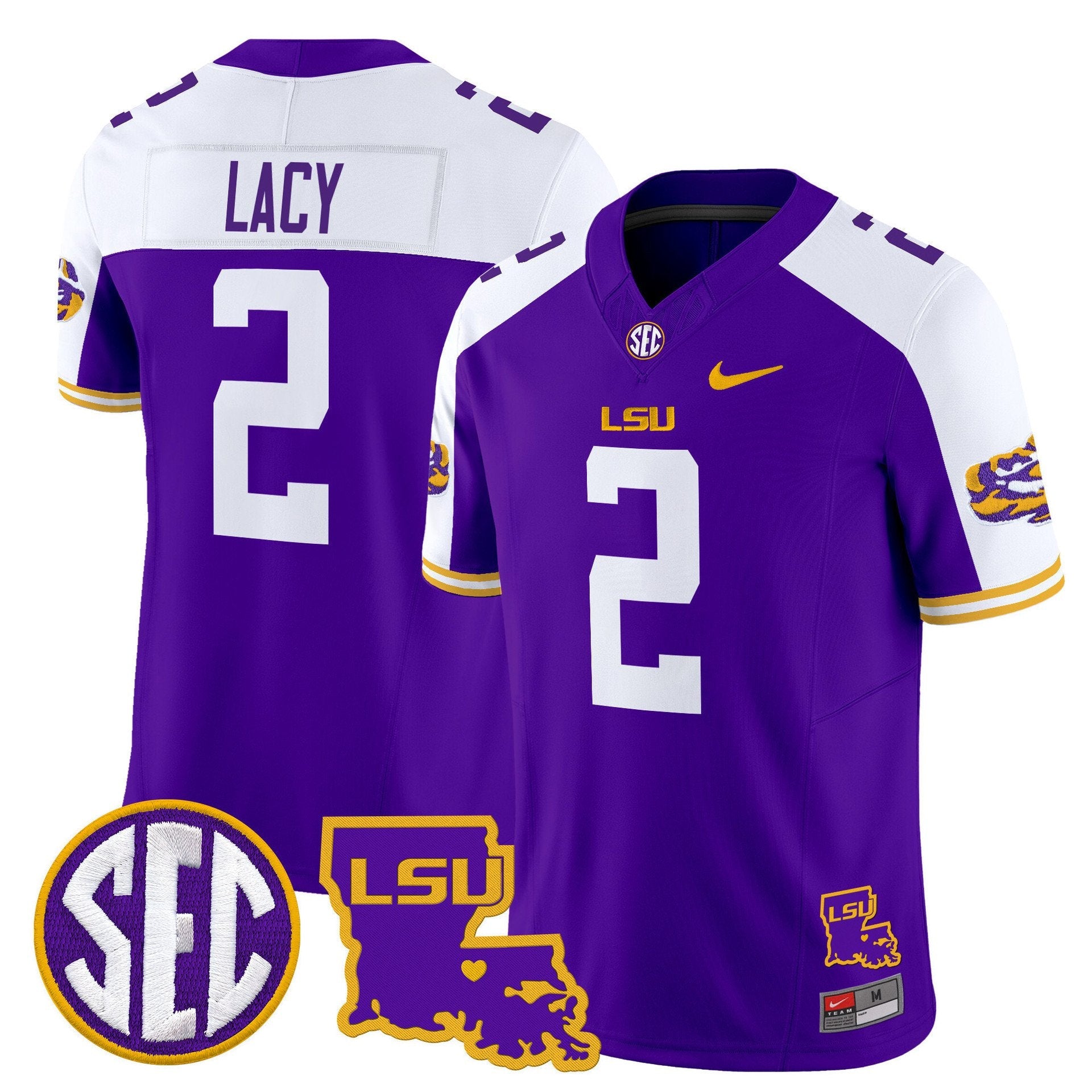 Kyren Lacy Jersey #2 LSU Tigers 2025 Louisiana Patch Stitched Purple Alternate