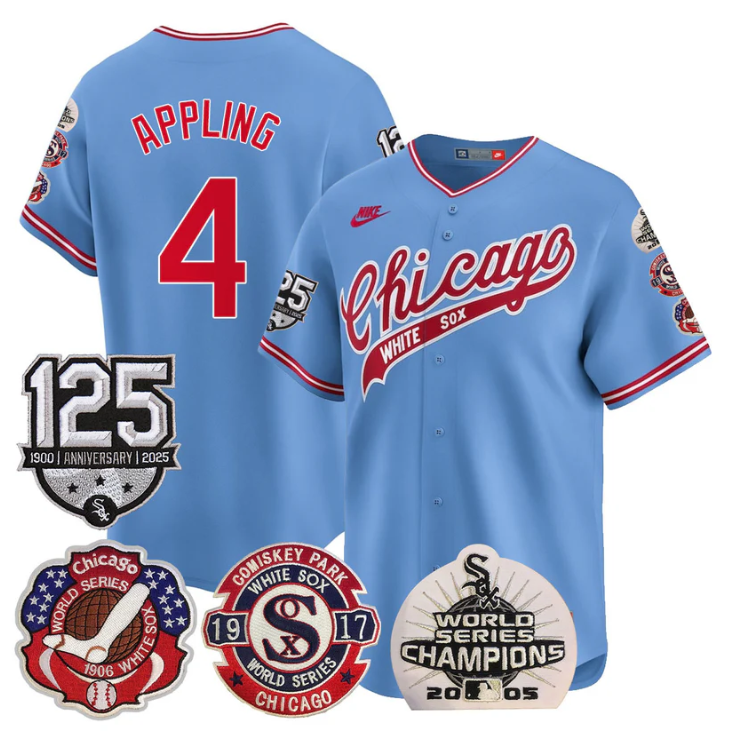 Luke Appling Jersey #4 Chicago White Sox 125th Anniversary World Series Champions Blue