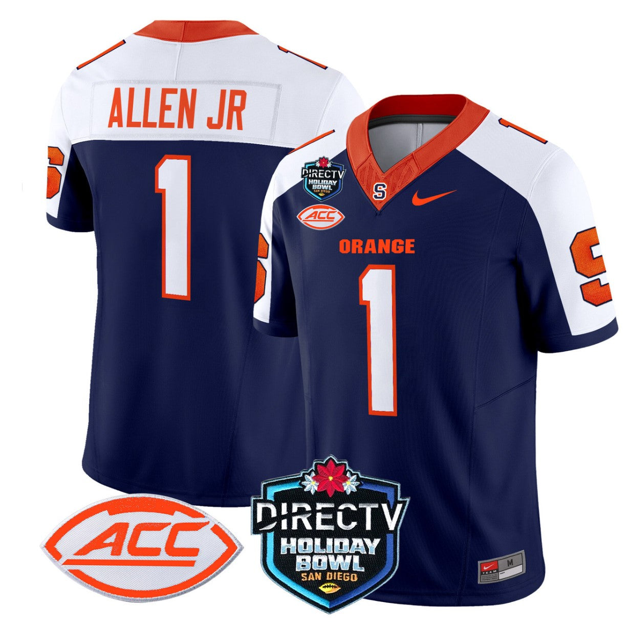 LeQuint Allen Jersey #1 Syracuse Orange 2025 Holiday Bowl Patch Navy Alternate