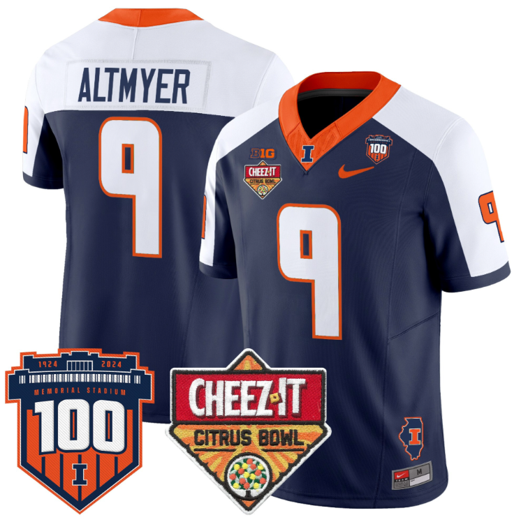 Luke Altmyer Jersey #9 Illinois Fighting 2025 Cheez-It Citrus Bowl Navy Alternate
