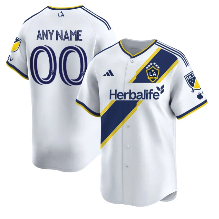 LA Galaxy White Custom Baseball Jersey - All Stitched