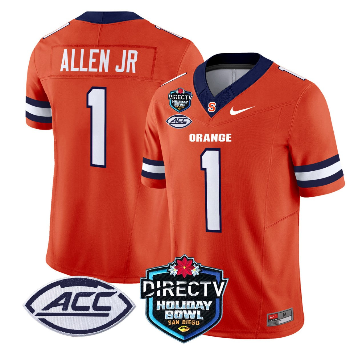 LeQuint Allen Jersey #1 Syracuse Orange 2025 Holiday Bowl Patch Orange