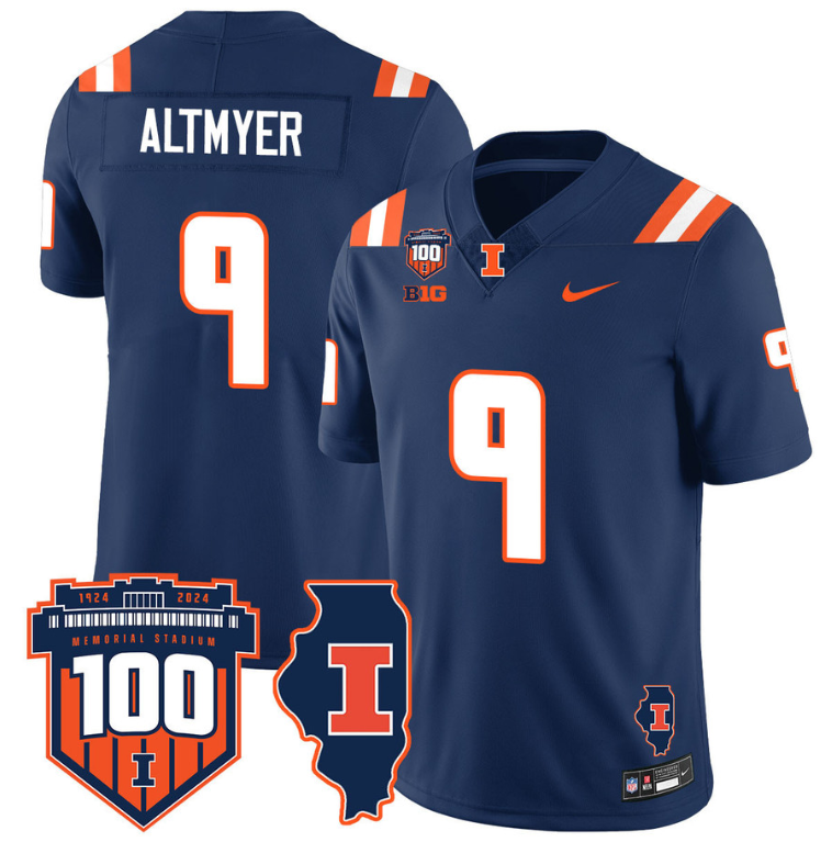 Luke Altmyer Jersey #9 Illinois Fighting Vapor Limited College Football Stitched Navy