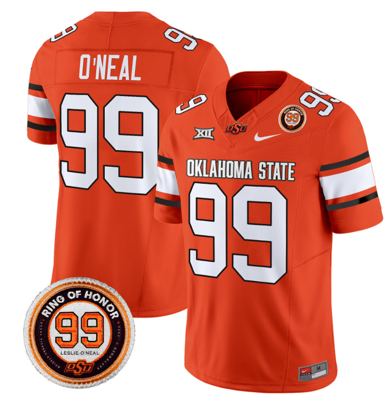 Leslie O'neal Jersey #99 Oklahoma State Cowboys Leslie O'neal Patch Vapor Limited College Football Stitched Orange