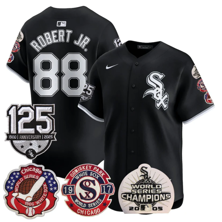Luis Robert Jr Jersey #88 Chicago White Sox 125th Anniversary World Series Champions Black