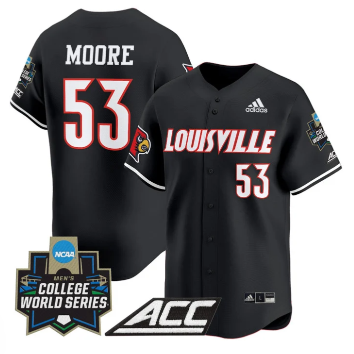 Lucas Moore Jersey #53 Louisville Cardinals 2025 World Series Stitched Black