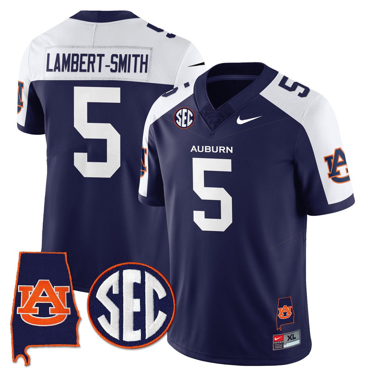 Lambert-Smith Jersey #5 Auburn Tigers Alabama Patch Vapor Stitched Navy Alter