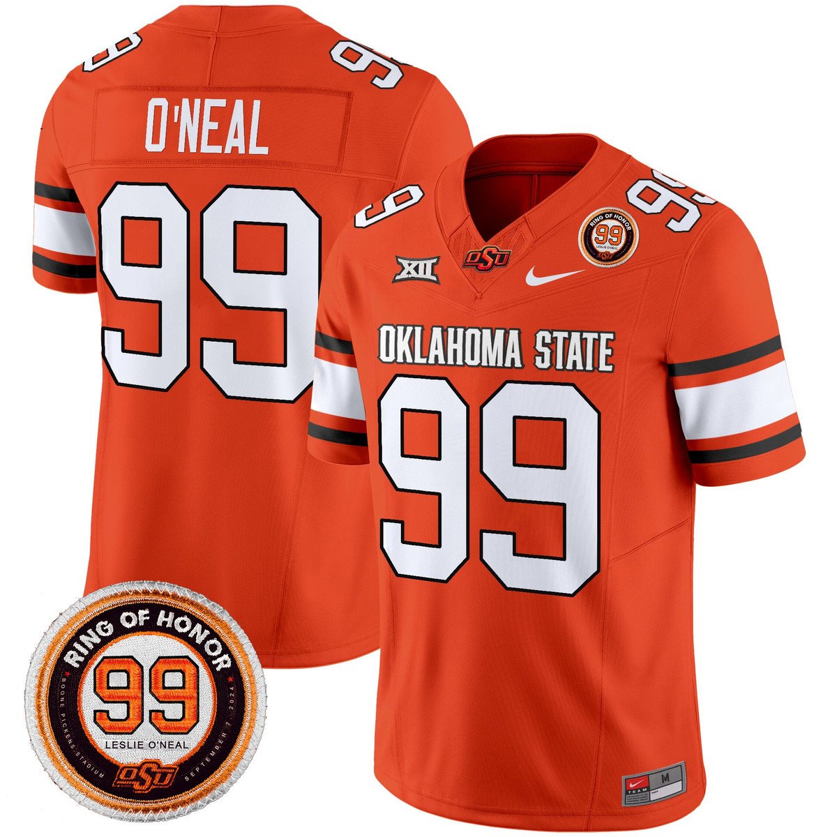 Leslie O'neal Jersey #99 Oklahoma State Cowboys 2025 Leslie O'neal Patch Orange
