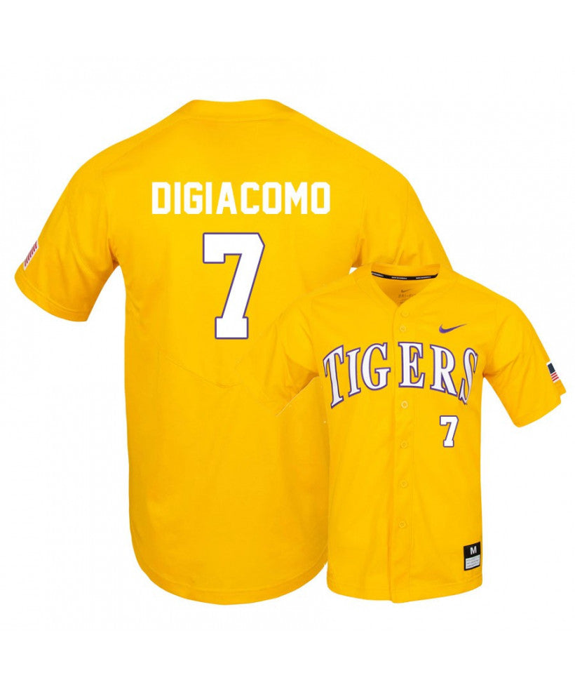 LSU Tigers 7 Giovanni DiGiacomo Yellow Elite College Baseball Jersey