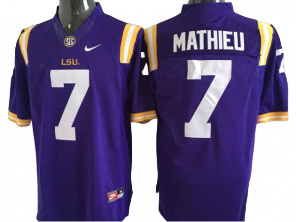 LSU Tigers #7 Tyrann Mathieu Purple Football Jersey 1
