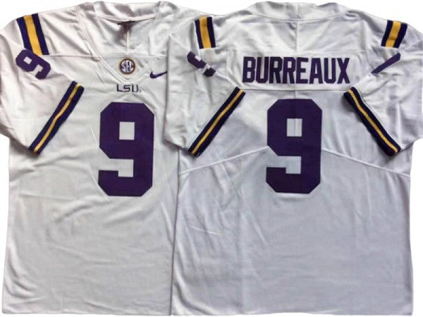 LSU Tigers #9 White Football Jersey - Joe Burreaux (Copy)