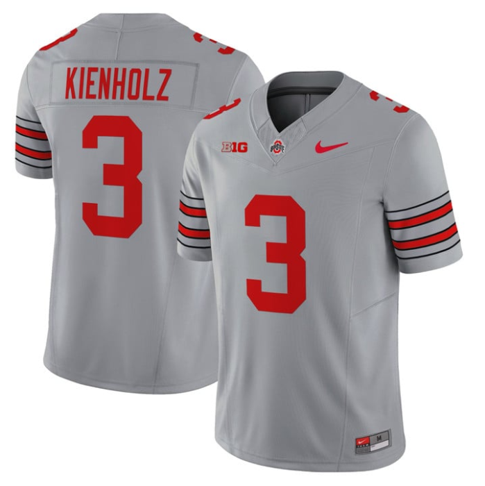 Lincoln Kienholz Jersey #3 Ohio State Heritage Stripe 2025-26 Stitched Gray