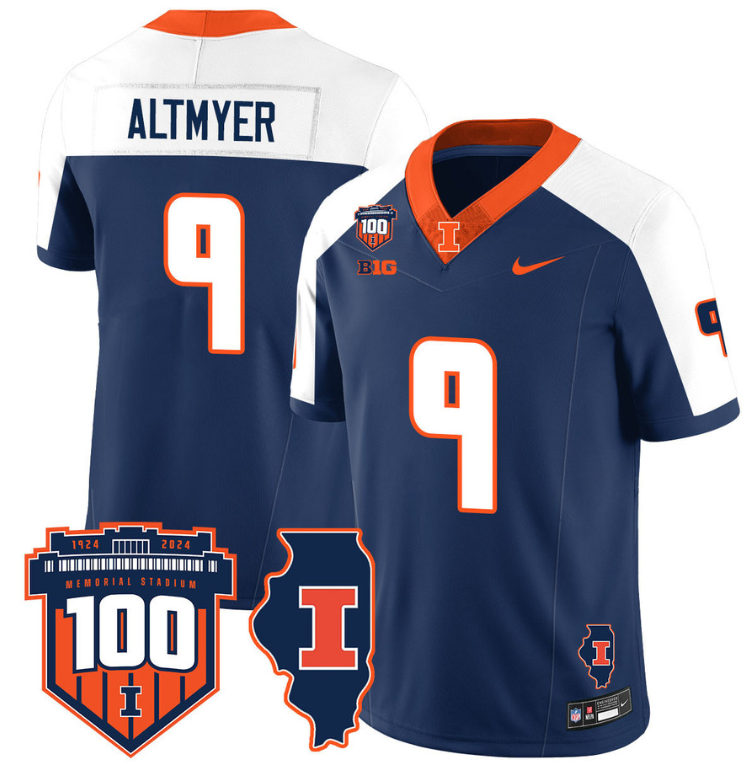 Luke Altmyer Jersey #9 Illinois Fighting Vapor Limited College Football Stitched Navy Alternate