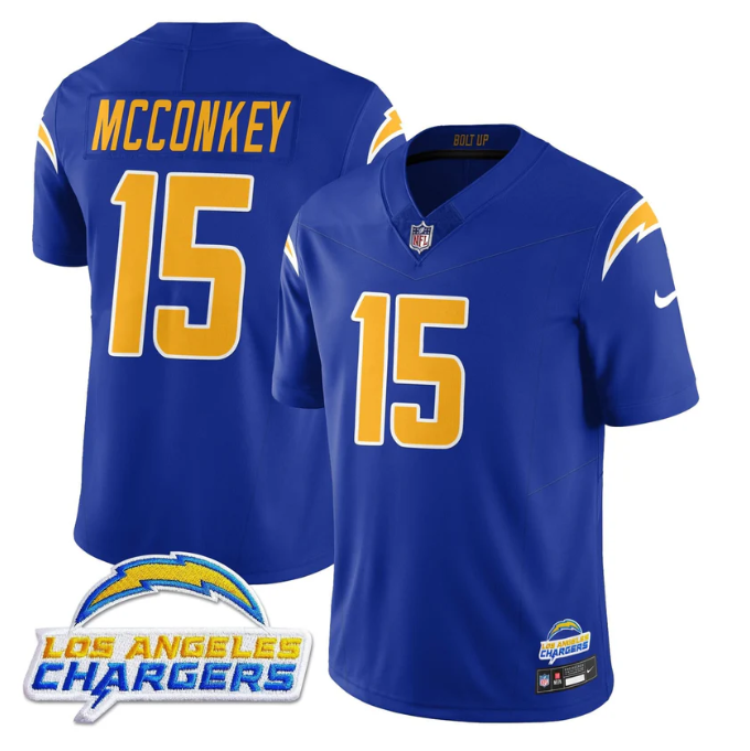 Ladd McConkey Jersey #15 Alternate 2025 Vapor Limited All Stitched Royal
