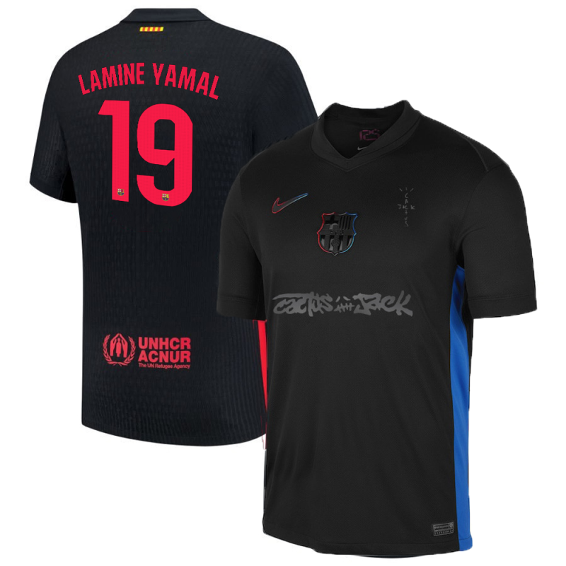 Lamine Yamal #19 Barcelona x Travis Scott 2025 Away Jersey – Black