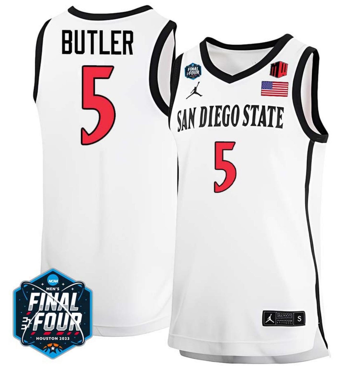 Lamont Butler Jersey San Diego State Aztecs College Basketball 2023 NCAA Final Four White #5