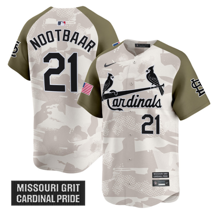 Lars Nootbaar Jersey #21 St. Louis Cardinals 2025 Armed Forces Day Vapor Stitched Alternate