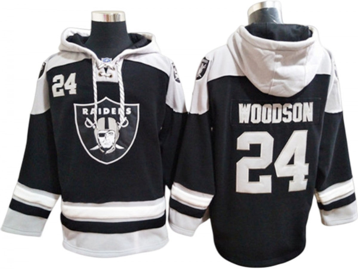 Las Vegas Raiders #24 Charles Woodson Black Lacer Pullover Hoodie