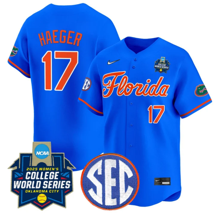 Lauren Haeger Jersey #17 Florida Gators Softball 2025 World Series Stitched Royal
