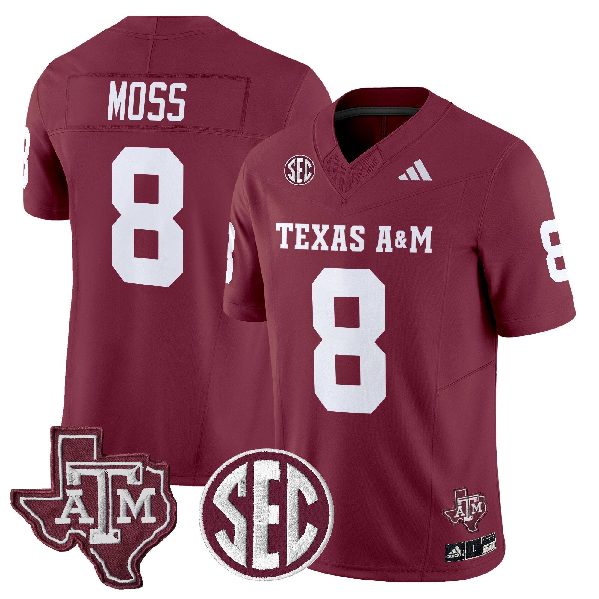Le'Veon Moss Jersey #8 Texas A&M Aggies 2025 Vapor Stitched Maroon