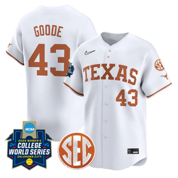 Leighann Goode Jersey #43 Texas Longhorns 2025 World Series Stitched White