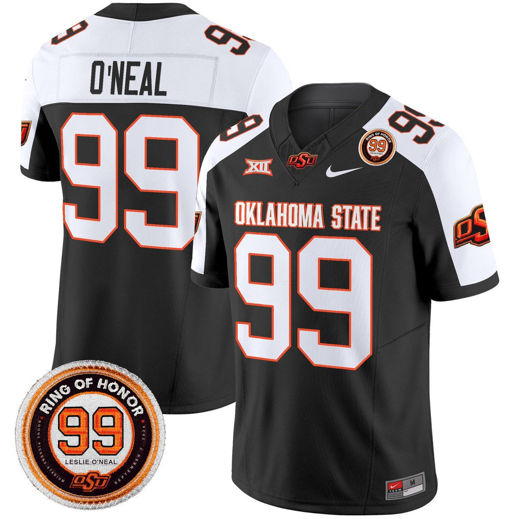 Leslie O'neal Jersey #99 Oklahoma State Cowboys 2025 Leslie O'neal Patch Black Alter