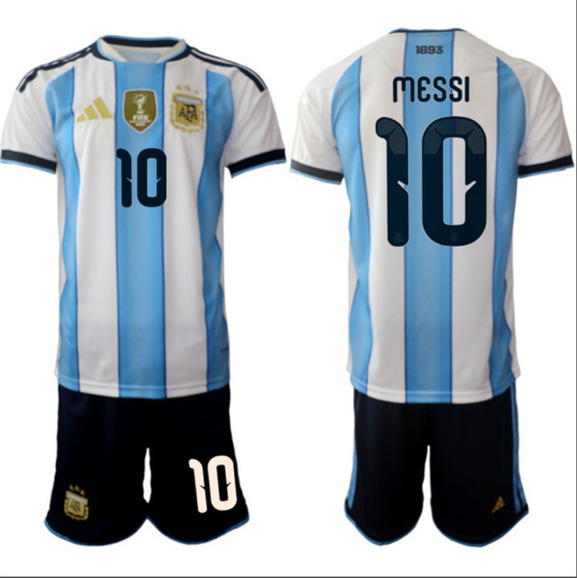 Lionel Messi Jersey #10 Argentina Team 2025-26 White Blue Home Soccer Suit