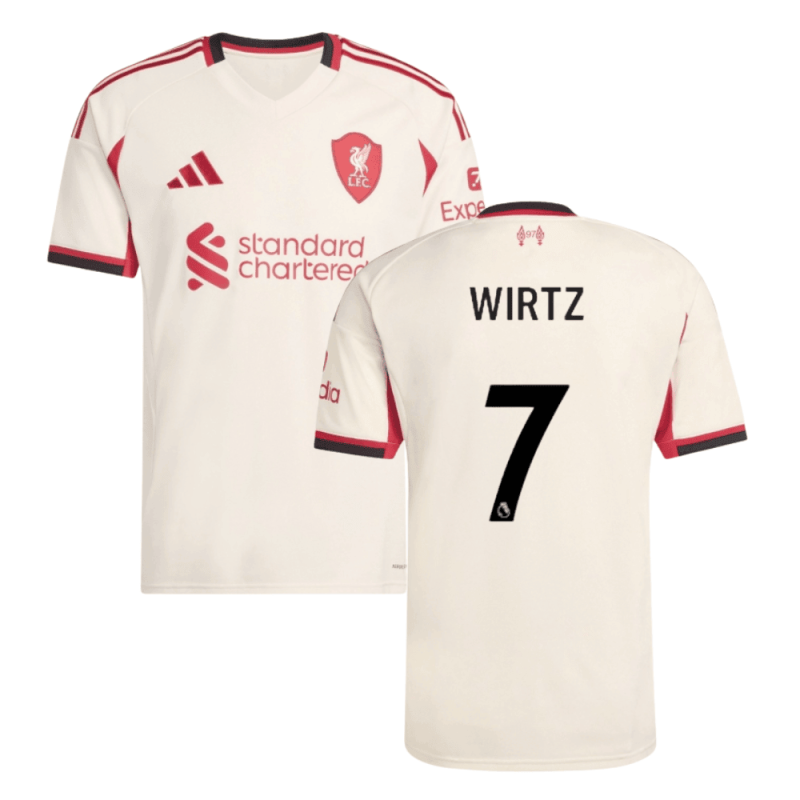 Liverpool 2025-26 WIRTZ 7 Away Jersey – Cream
