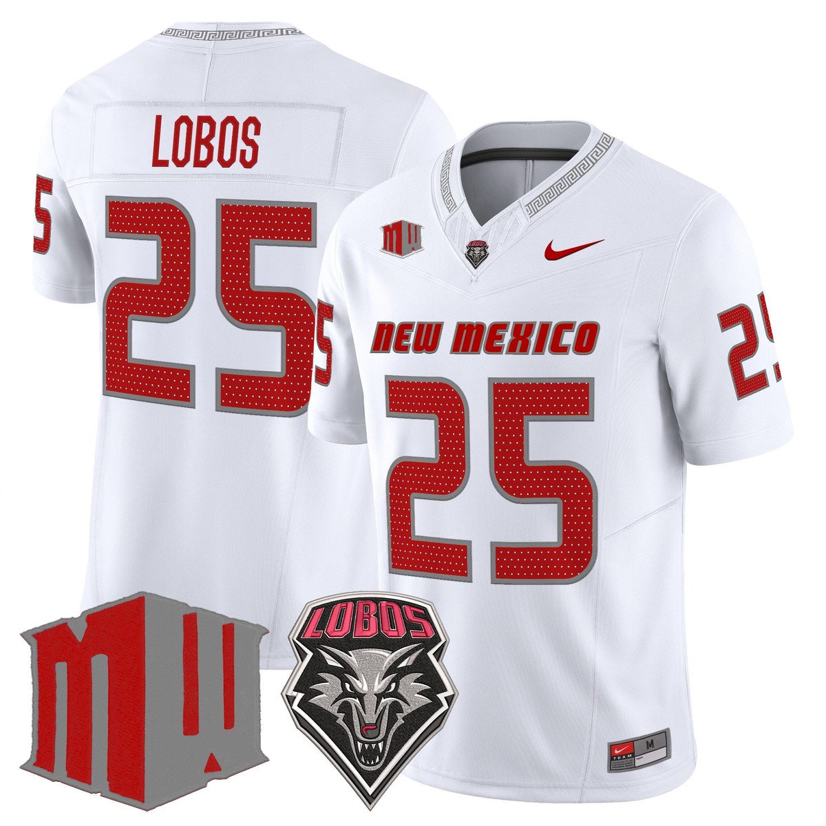Lobos Jersey #25 New Mexico Lobos 2025 Vapor Limited Stitched White