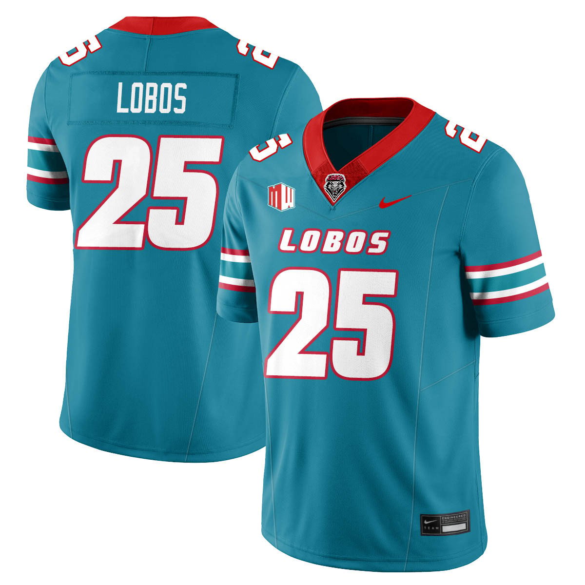 Lobos Jersey #25 UNM Lobo Football 2025 All Stitched Turquoise