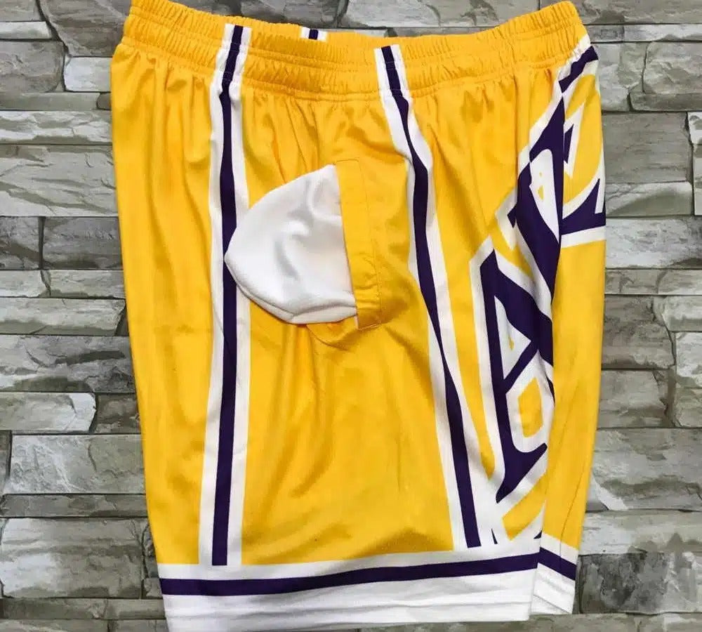 Los Angeles Lakers M&N Big Face Shorts Yellow Hardwood Classics