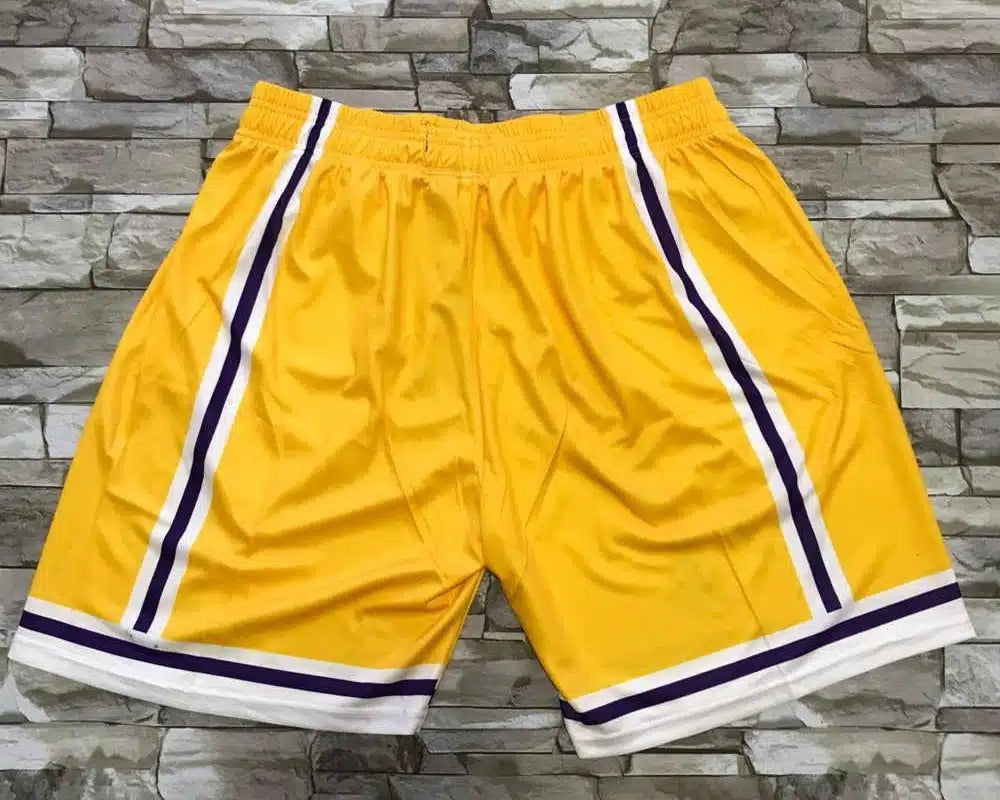 Los Angeles Lakers M&N Big Face Shorts Yellow Hardwood Classics