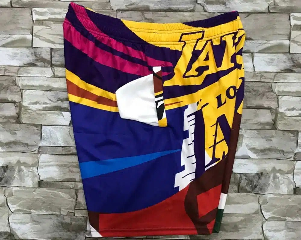 Los Angeles Lakers M&N Rainbow Big Face Shorts