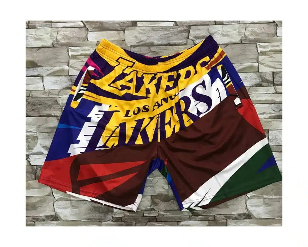 Los Angeles Lakers M&N Rainbow Big Face Shorts